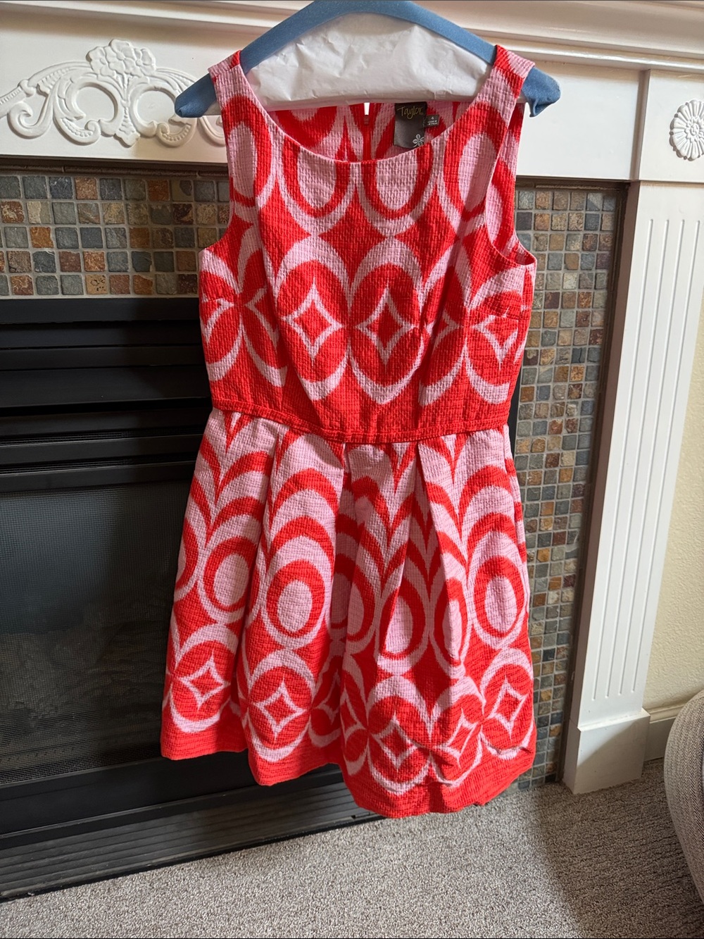 Taylor Pink and Red Patterned Women's Dress